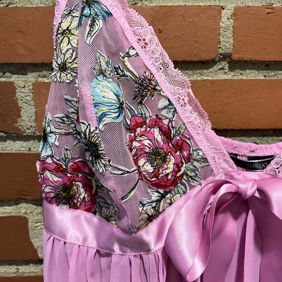 Victoria’s Secret XL Pink Floral Lace Babydoll Nightgown, New with tags - Picture 4 of 6
